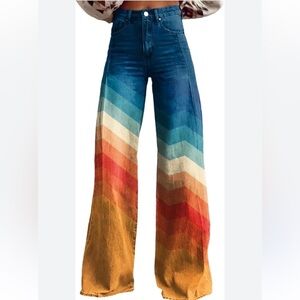 Colorful Chevron Wide-Leg Pants